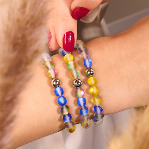 Soleil et ciel | Aide ukrainienne | Bracelet de perles de verre sirène